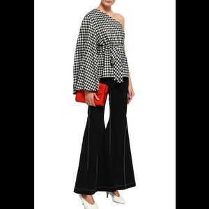 Petersyn Bradford one-shoulder gingham flannel top‎